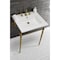 Fauceture KVPB25227W8BB 25-Inch Console Sink with Brass Legs (8-Inch, 3 Hole), White/Brushed Brass KVPB25227W8BB - alternate 4